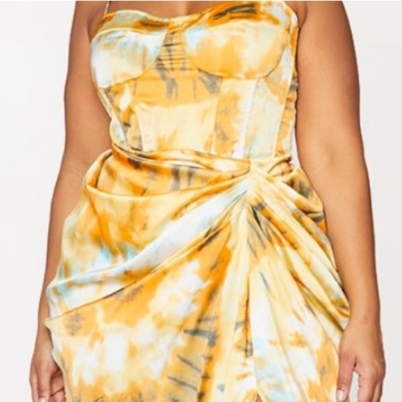 Orange Tie Dye Print Structured Corset Top - Picture 1 of 3